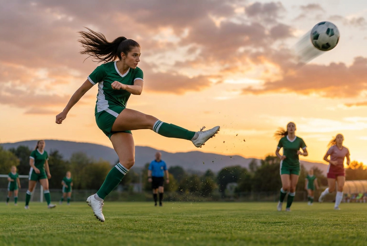 Sofia Alvarez striking a long pass